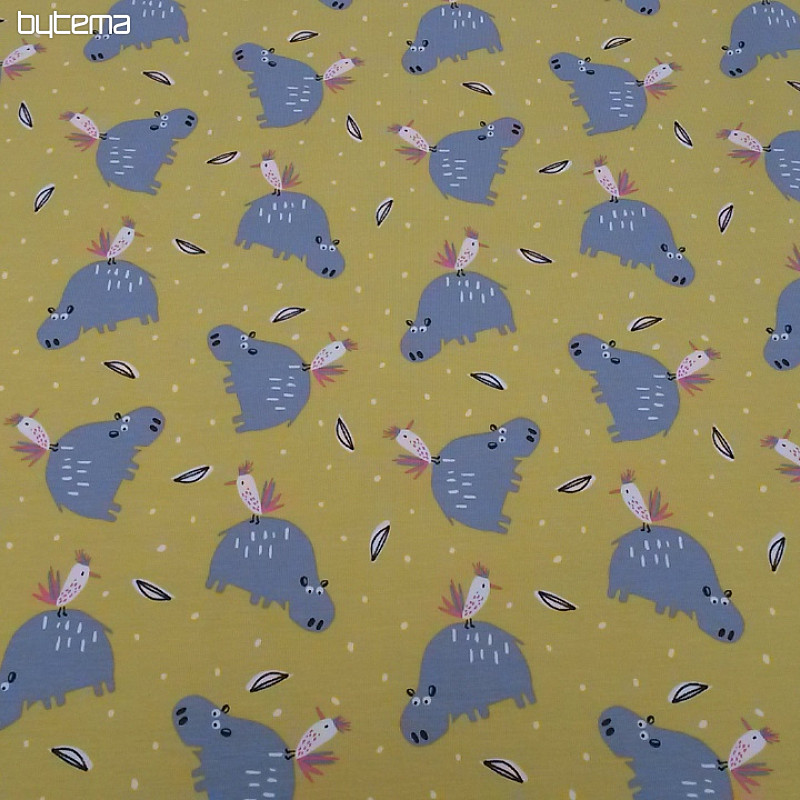 Pamučni pleteni print HIPPO HIPIZ žuta