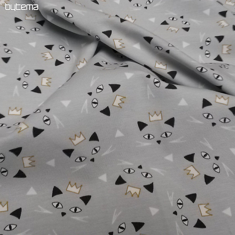 Pamučni pleteni print MAOUCHA CAT sivi