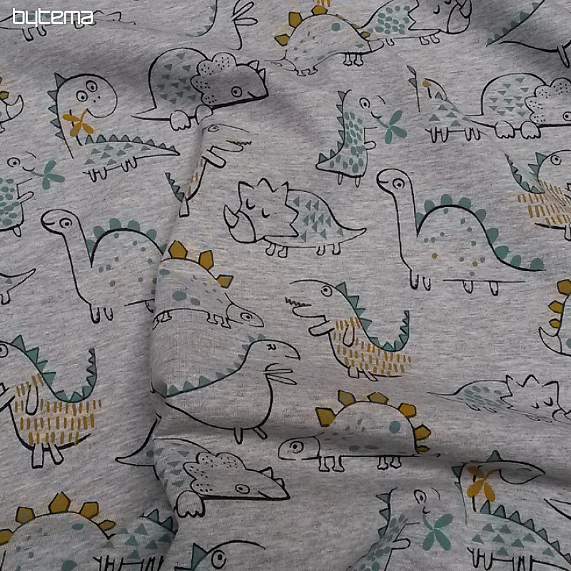 Pamučno pletivo DINOSAUR sivi print