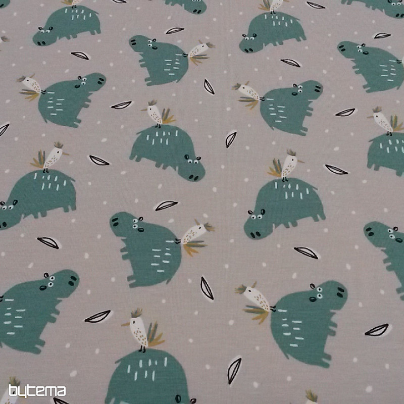 Pamučni pleteni print HIPPO HIPIZ sivi