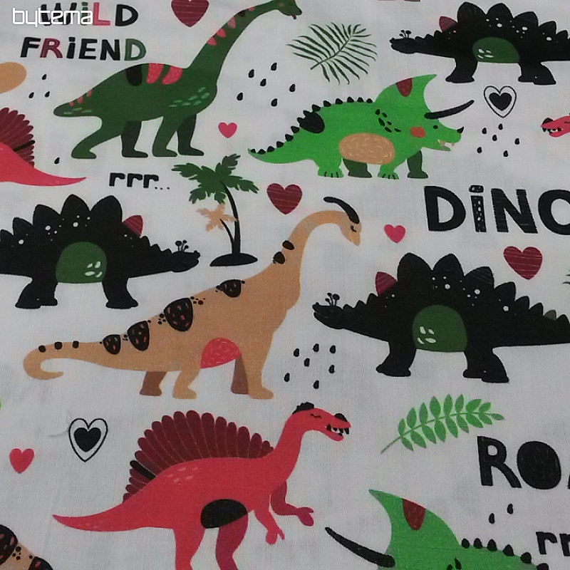 Dječji pamučni saten DINOSAURI digitalni print
