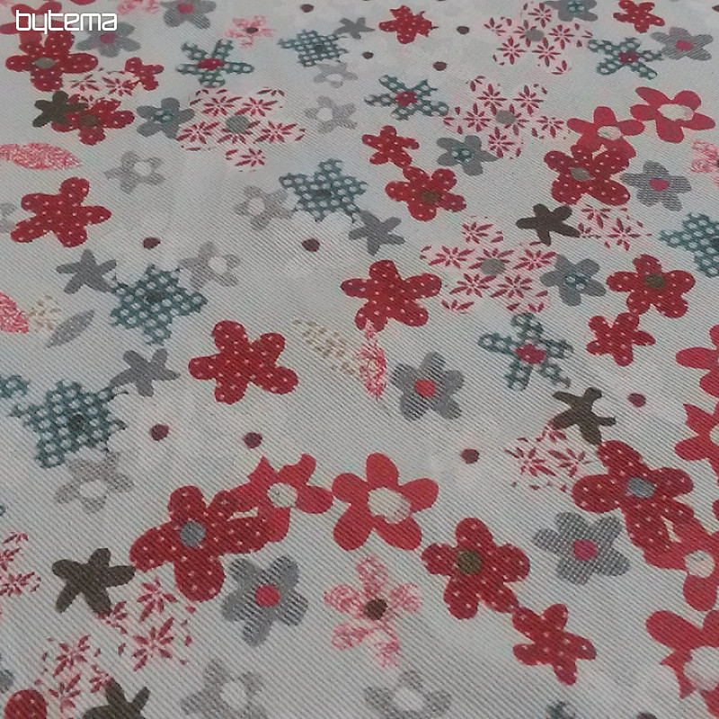 Dječja dekorativna tkanina FLOWERS crvena