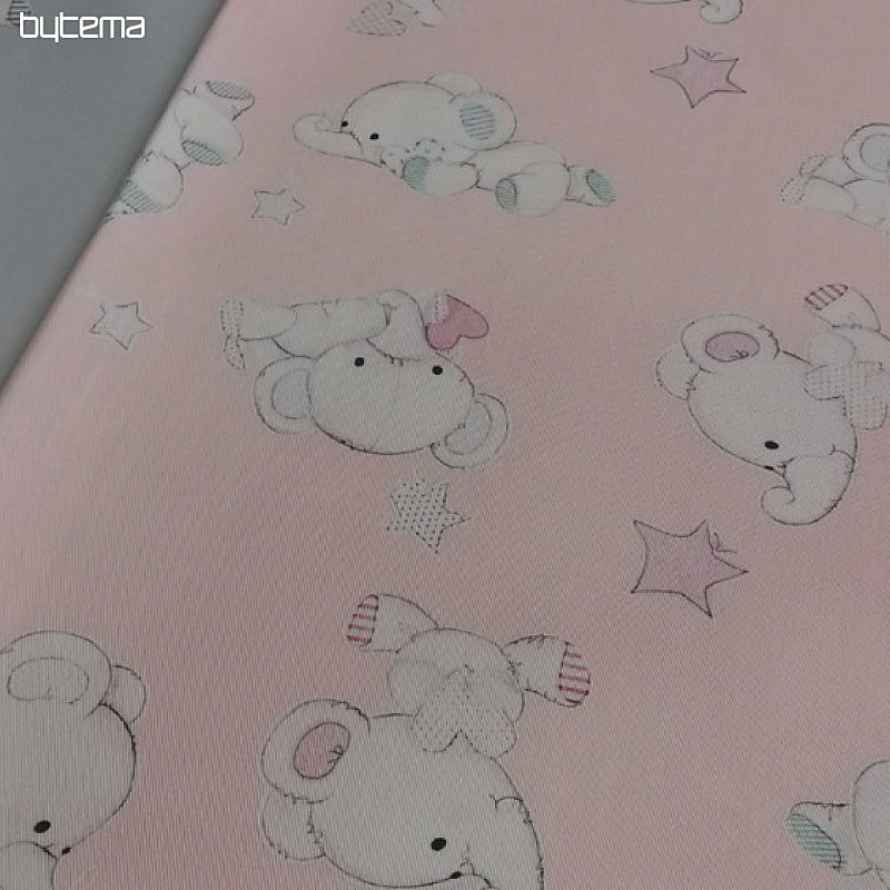 Dječja dekorativna tkanina SLONI roza