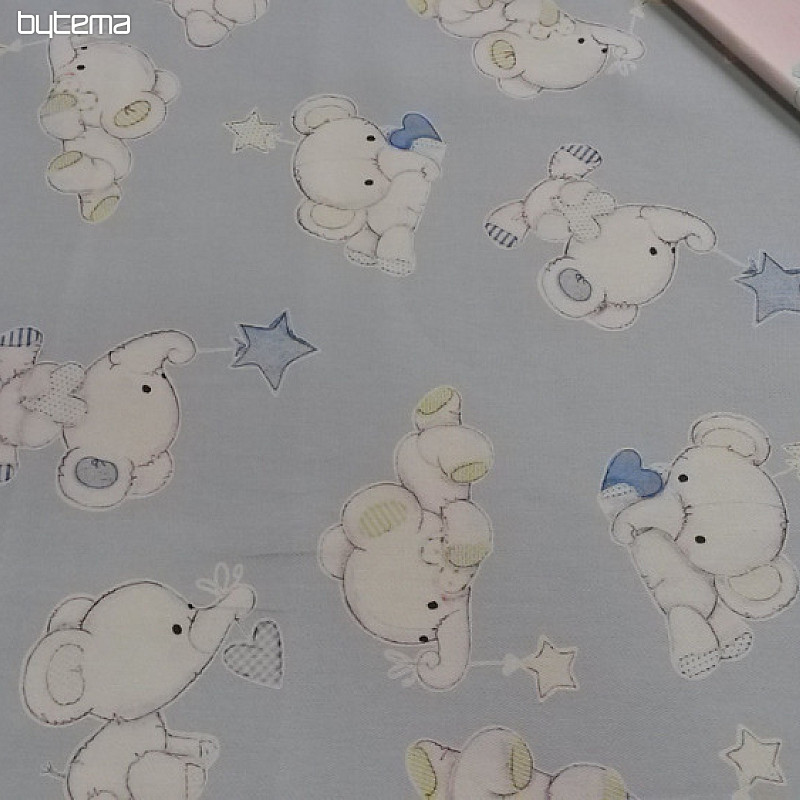 Dječja dekorativna tkanina SLONI plava