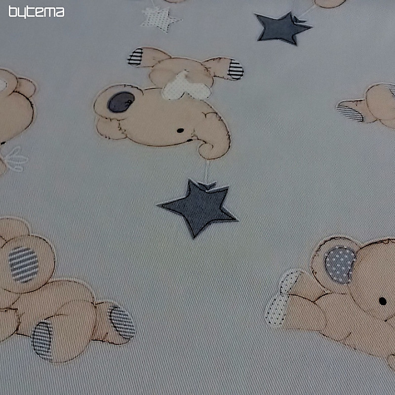 Dječja dekorativna tkanina SLONI siva