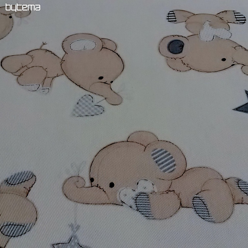 Dječja dekorativna tkanina SLONI krem