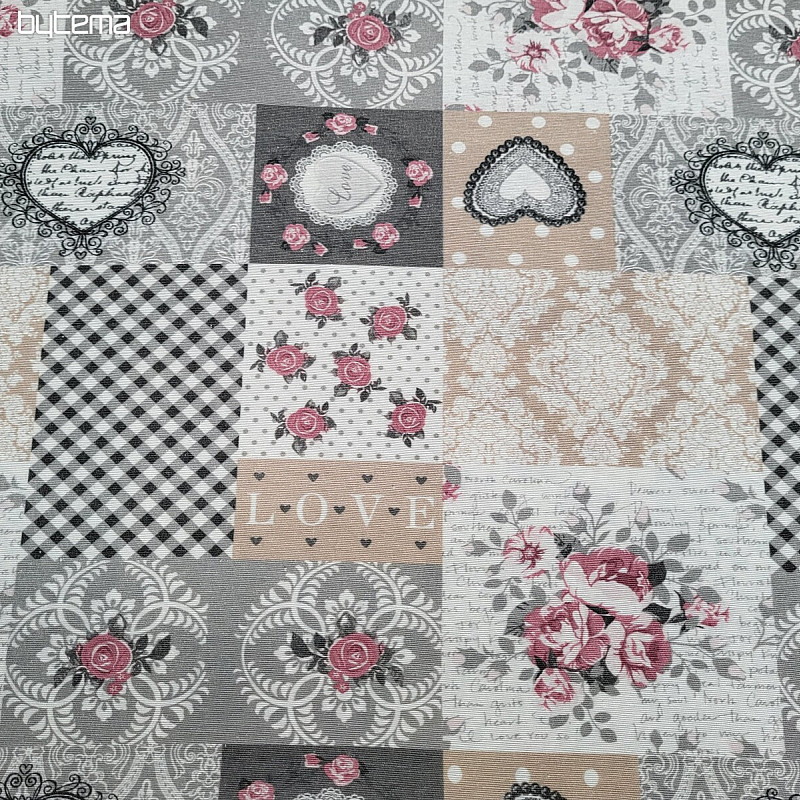 Dekorativna tkanina LIA sivi patchwork