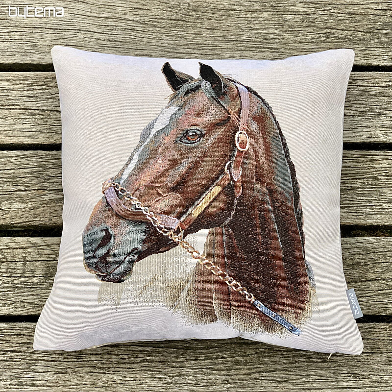 Goblen navlaka za jastuk HORSE BROWN