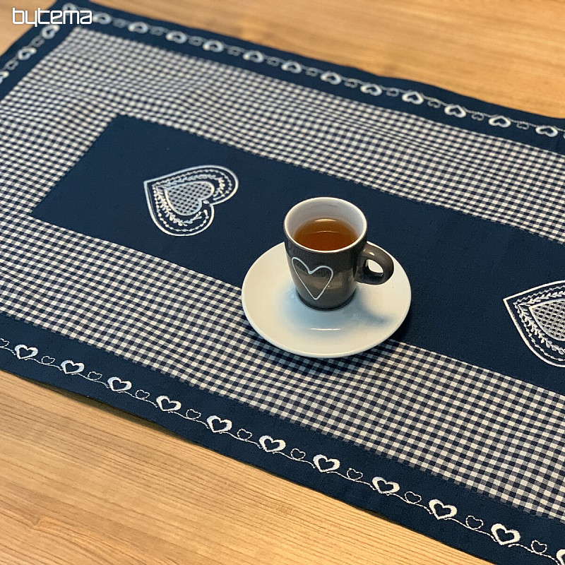 Vezeni stolnjak i šal COUNTRY STYLE plavi