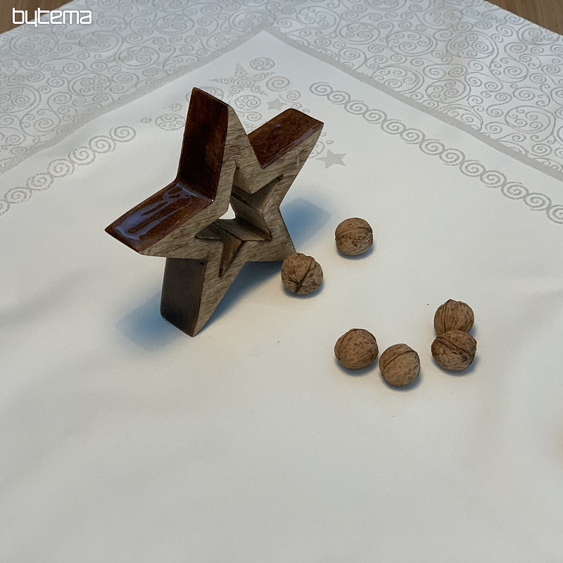 Božićni stolnjak ORNAMENT srebrni natur