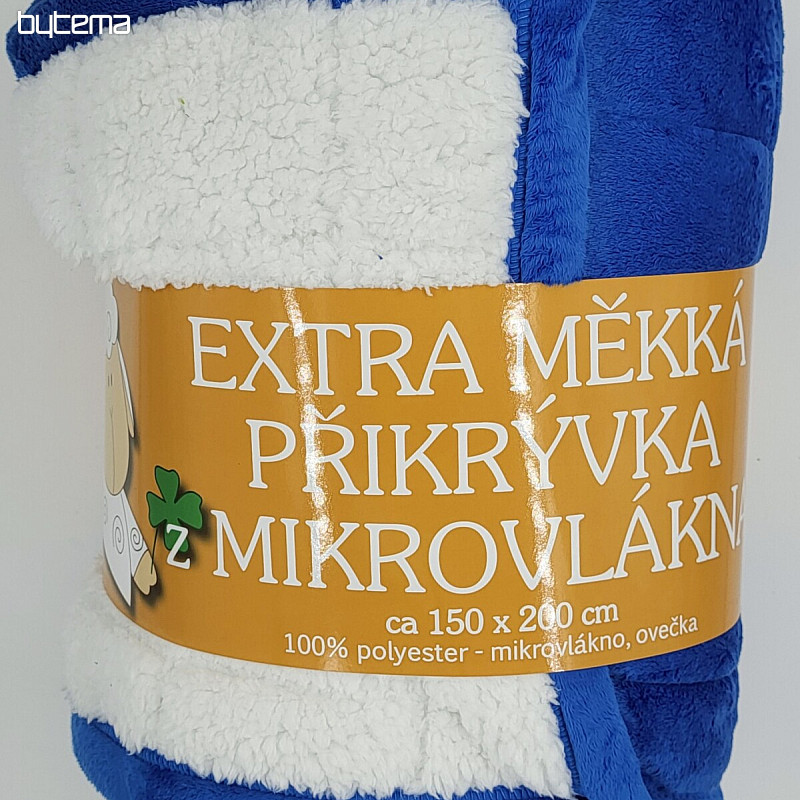 deka od mikrofibre EXTRA SOFT SHEEP stitch plava