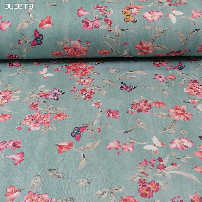 Dekorativna tkanina FLOWERS tirkizna