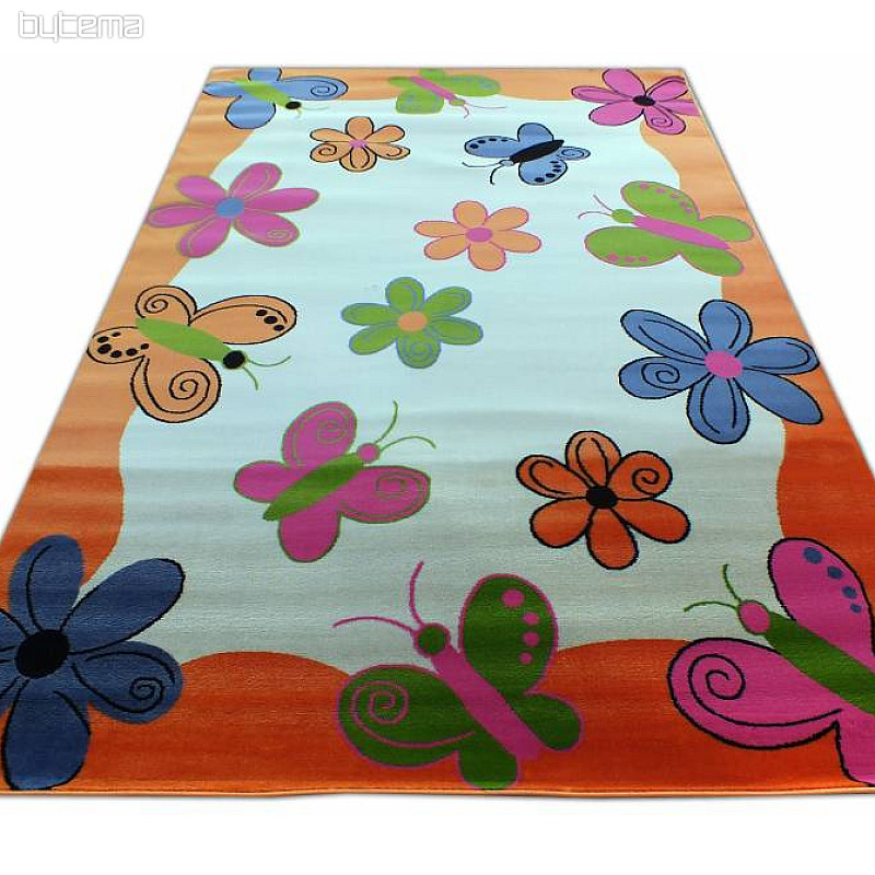 Dječji tepih KIDS BUTTERFLIES and FLOWERS narančasti
