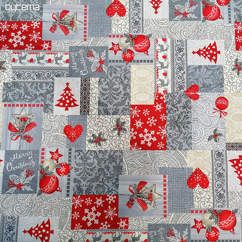 Dekorativna tkanina PATCHWORK Christmas siva