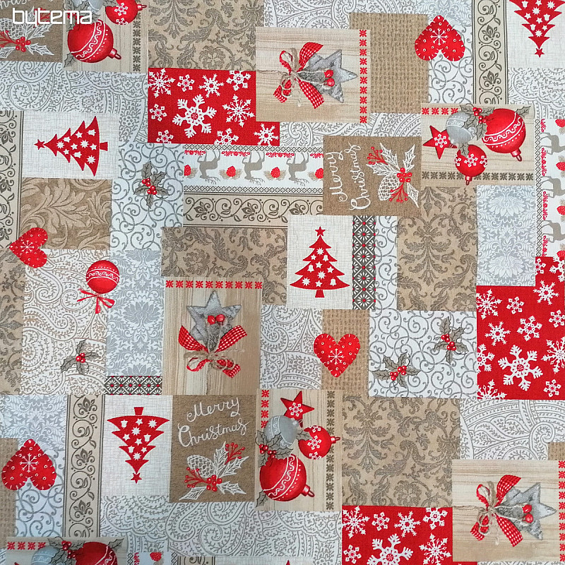 Dekorativna tkanina PATCHWORK Christmas bež