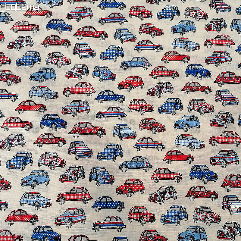 Pamučna tkanina CARS crveno-plava