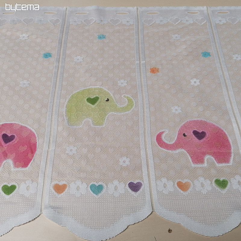 Dječja zavjesa na vitraž - jacquard SLONICI