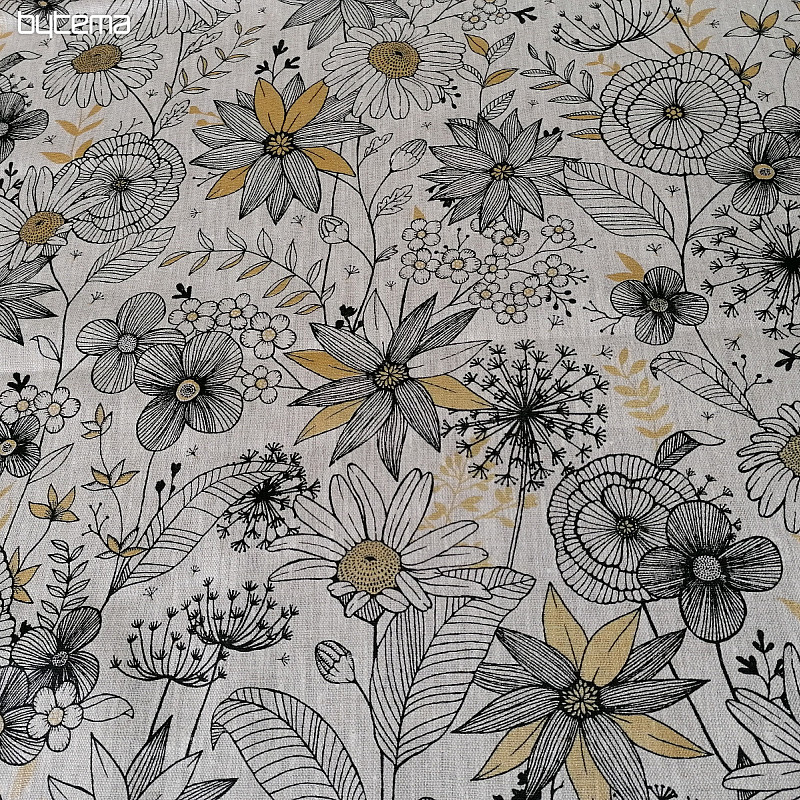 DAISY GOLD lanena tkanina