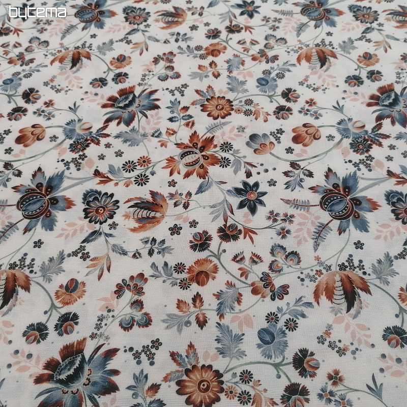 Pamučna tkanina VARANASI KALAMKARI bijela