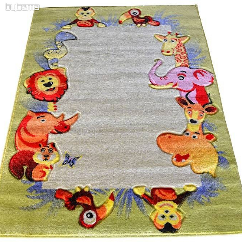 Dječji tepih KIDS SAFARI zeleno-krem