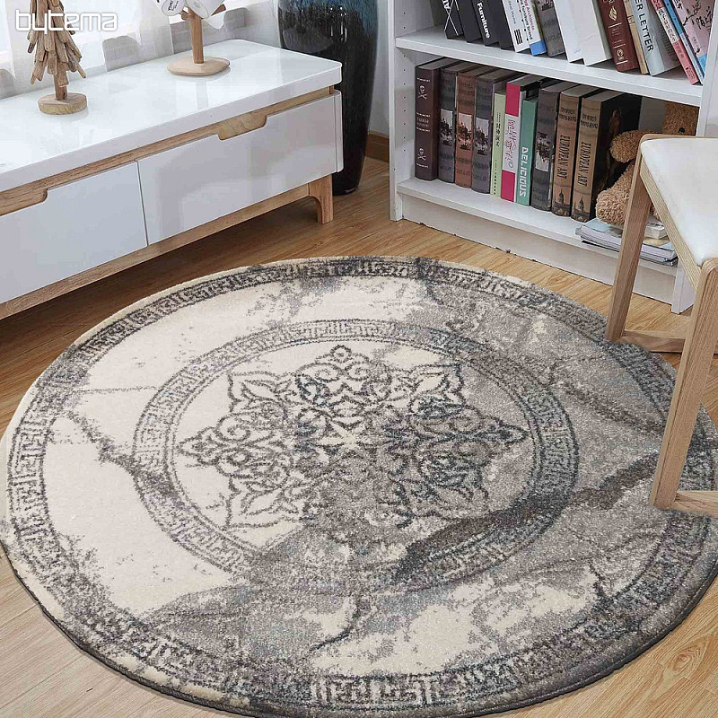 Moderni krug tepiha VISTA WHITE GREY