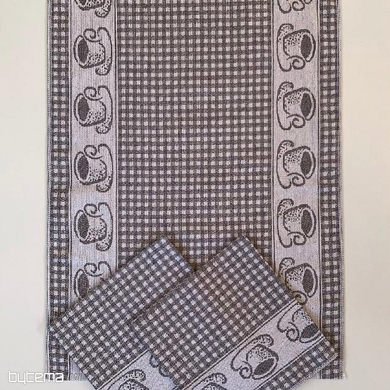 Ručnici ŠALICE SMEĐI karirani