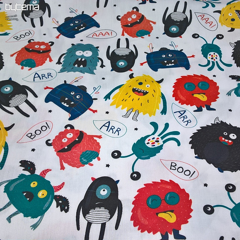 Dječji pamučni saten MONSTERS digital