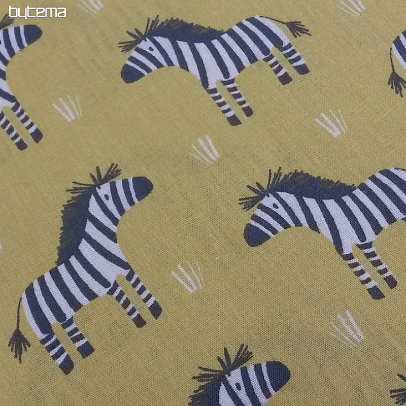 Žuto-zelena ZEBRA pamučna tkanina