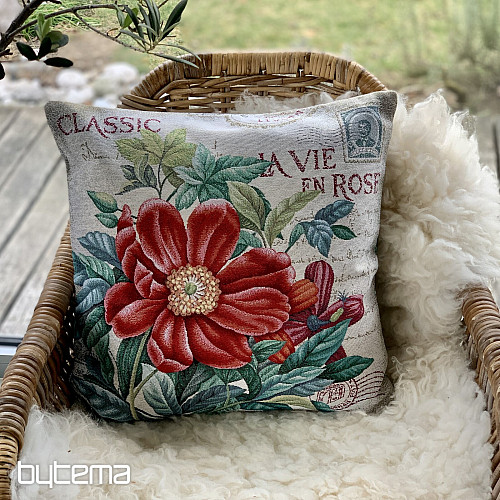 Jastučnica goblen FLOWER - RAZGLEDNICA CRVENA