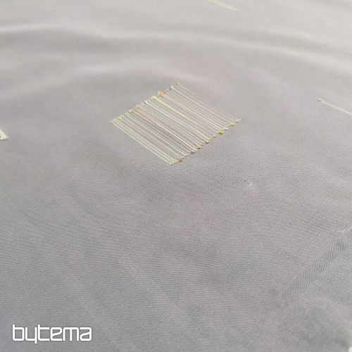 Bijela voile zavjesa sa zeleno-bež vezom