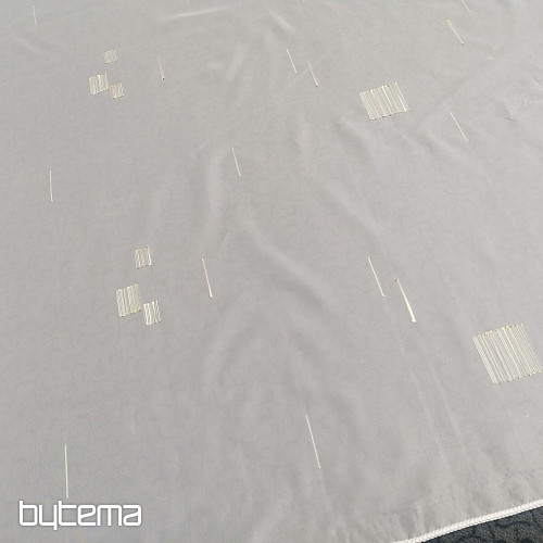 Bijela voile zavjesa sa zeleno-bež vezom