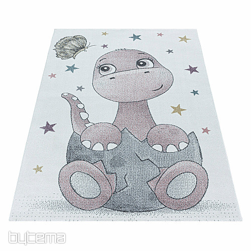 Luksuzni dječji komadni tepih FUNNY DINOSAURS PINK