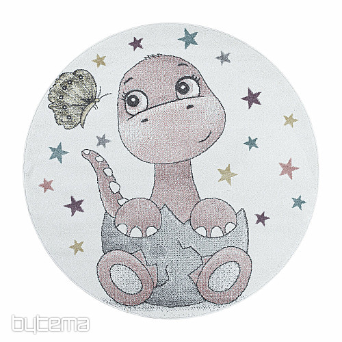 Luksuzni dječji komadni tepih FUNNY DINOSAURS PINK