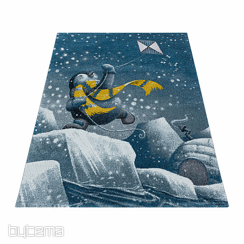 Luksuzni dječji komadni tepih FUNNY BLUE PENGUIN
