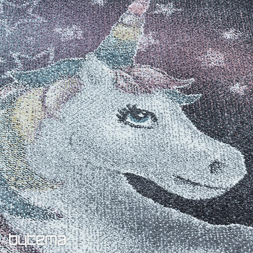 Okrugli dječji komadni tepih FUNNY unicorn sivi