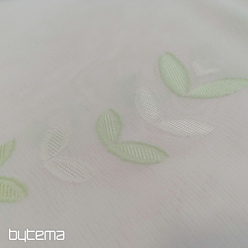 Bijeli voile zastor - zeleni listovi 12159
