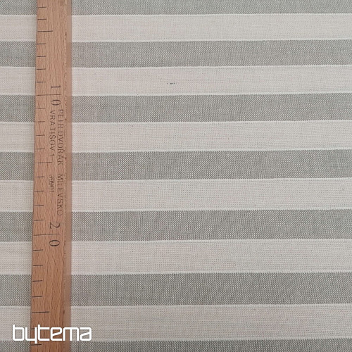 Dekorativna tkanina Trebol pruge - bež 2 cm 50