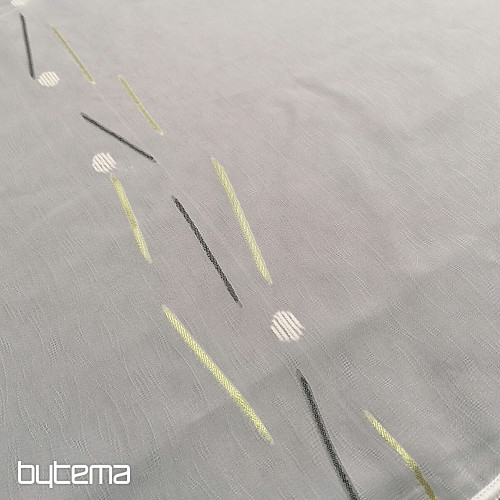Bijela voile zavjesa sa zeleno-crnim linijama
