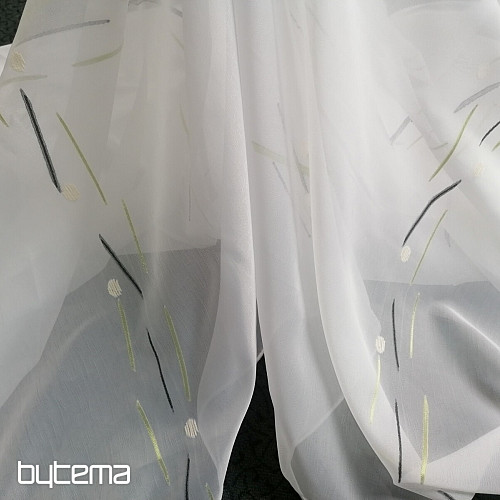 Bijela voile zavjesa sa zeleno-crnim linijama