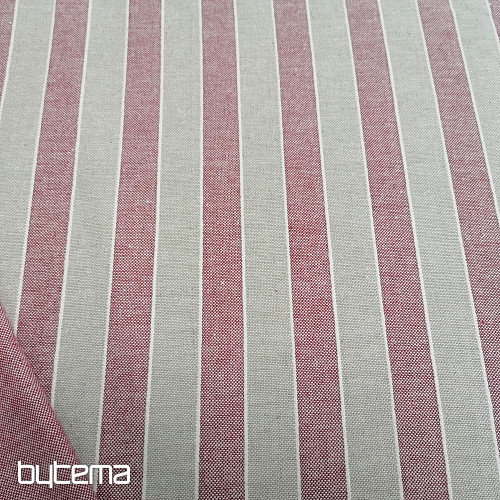 Dekorativna tkanina Trebol pruge - bordo 2 cm 65