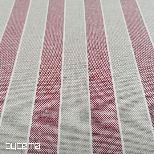 Dekorativna tkanina Trebol pruge - bordo 2 cm 65