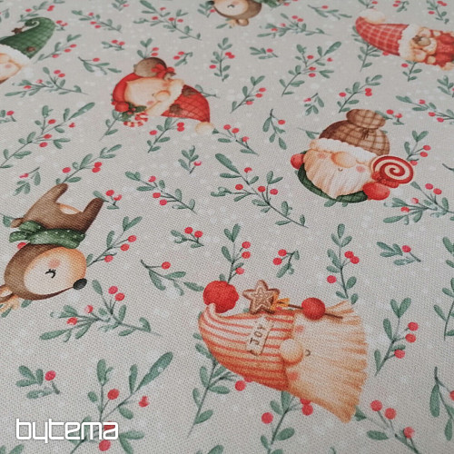 Tkanina za božićne ukrase Vilenjaci i jeleni