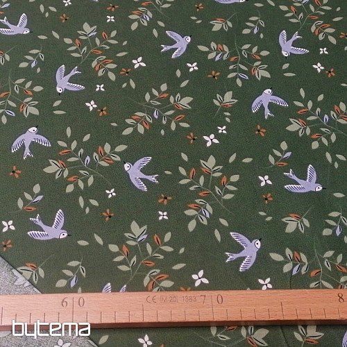 Pamučna tkanina Birds kaki