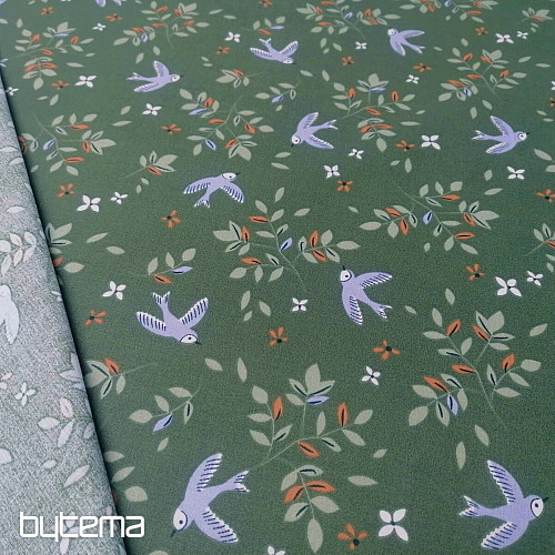 Pamučna tkanina Birds kaki