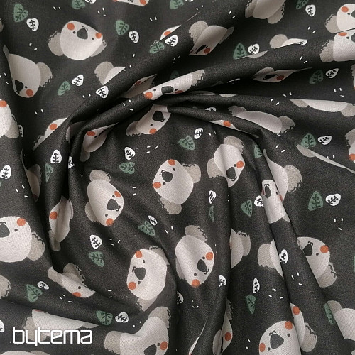 Pamučna tkanina Koala Kiwak crna
