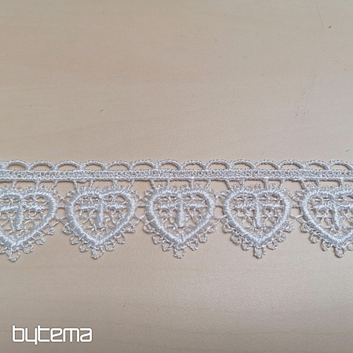 Čipka 5191/01 - 3 cm bijelo srce