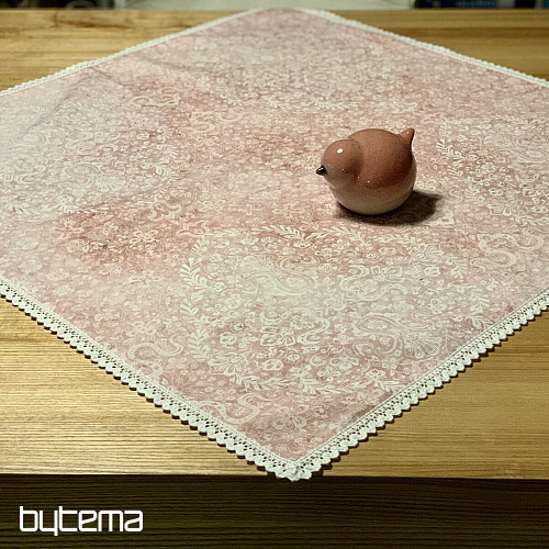 Stari rozi stolnjak sa čipkom 70x70