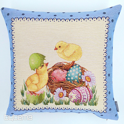 Goblen jastučnica EASTER CHICK plavi okvir