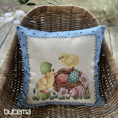 Goblen jastučnica EASTER CHICK plavi okvir