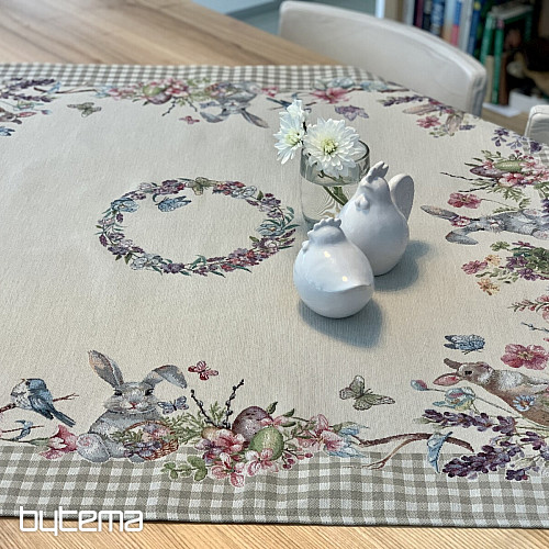 Goblen stolnjak i šal EASTER TIME bež karo